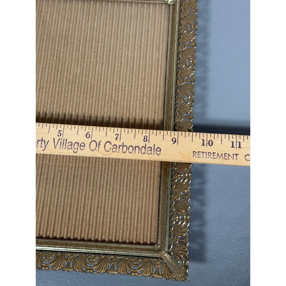 Vintage Gold Filigree Metal Picture Frame Ornate Hollywood Regency 8x10 Tabletop